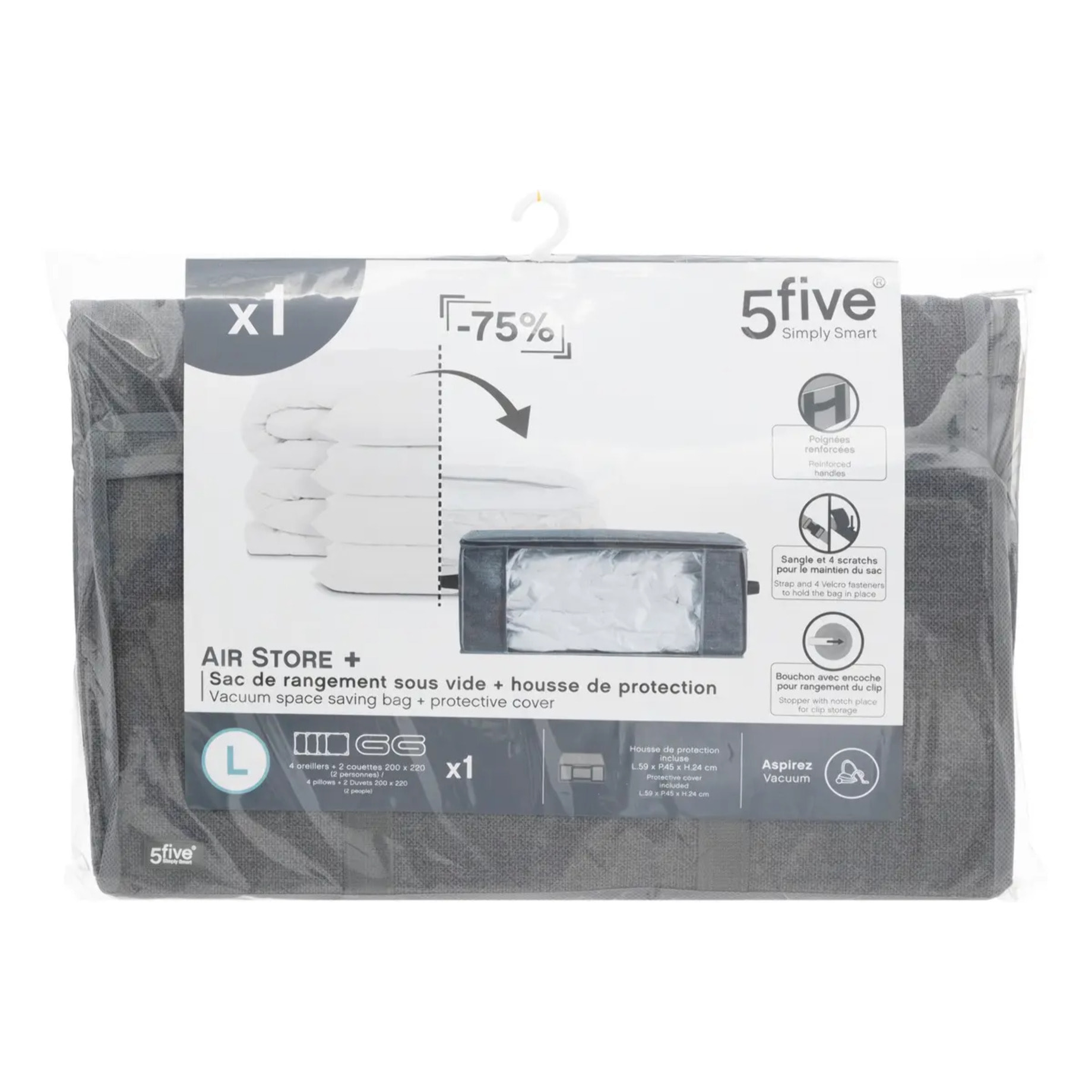 Housse rangement sous vide 60x45x25cm "Air-Store"