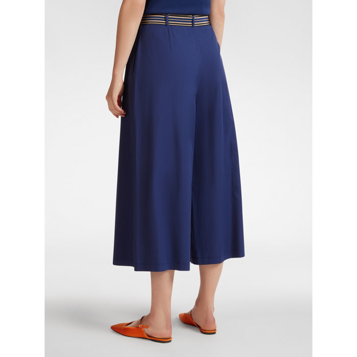 Elena Mirò - Pantalón ancho con cinturón de rayas - Azul