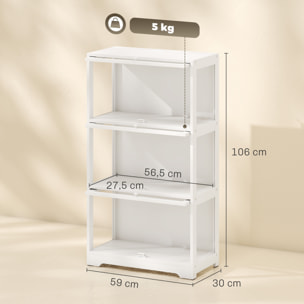 Vitrina Expositora para Colecciones de 3 Niveles, Vitrina con Puertas Abatibles de Acrílico, Anti-vuelco, Armario Auxiliar para Perfumes, Figuras de Decoración, 59x30x106 cm, Blanco
