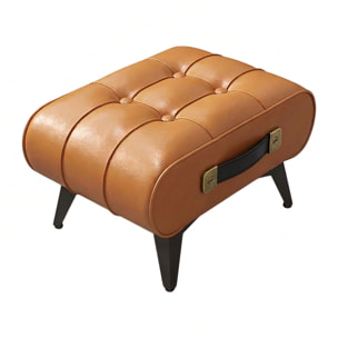 Kumo - Sgabello Pouf Ottomano Moderno 35,5x25x30 cm Poggiapiedi in Similpelle Cuoio