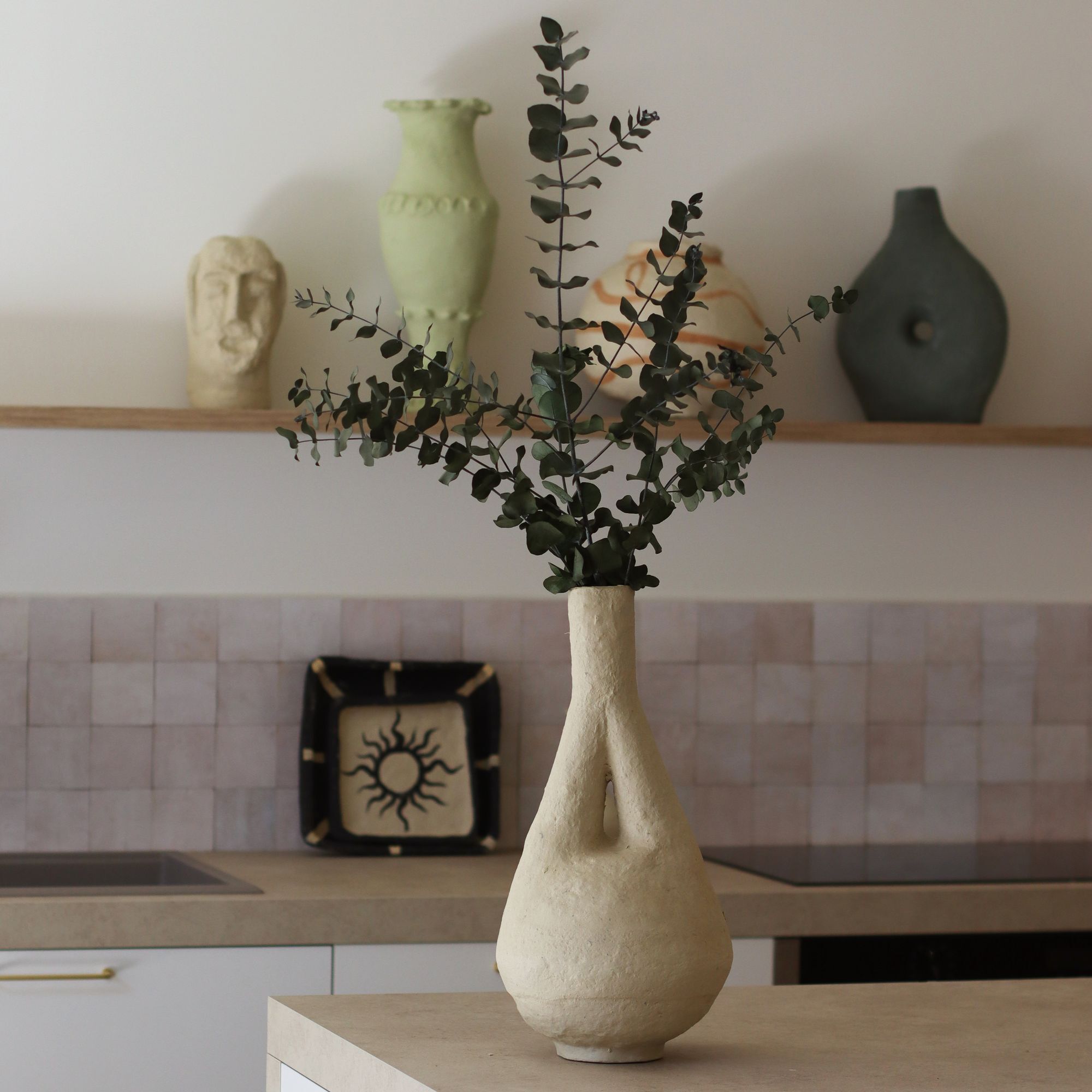 Vase en papier maché écru TENERE