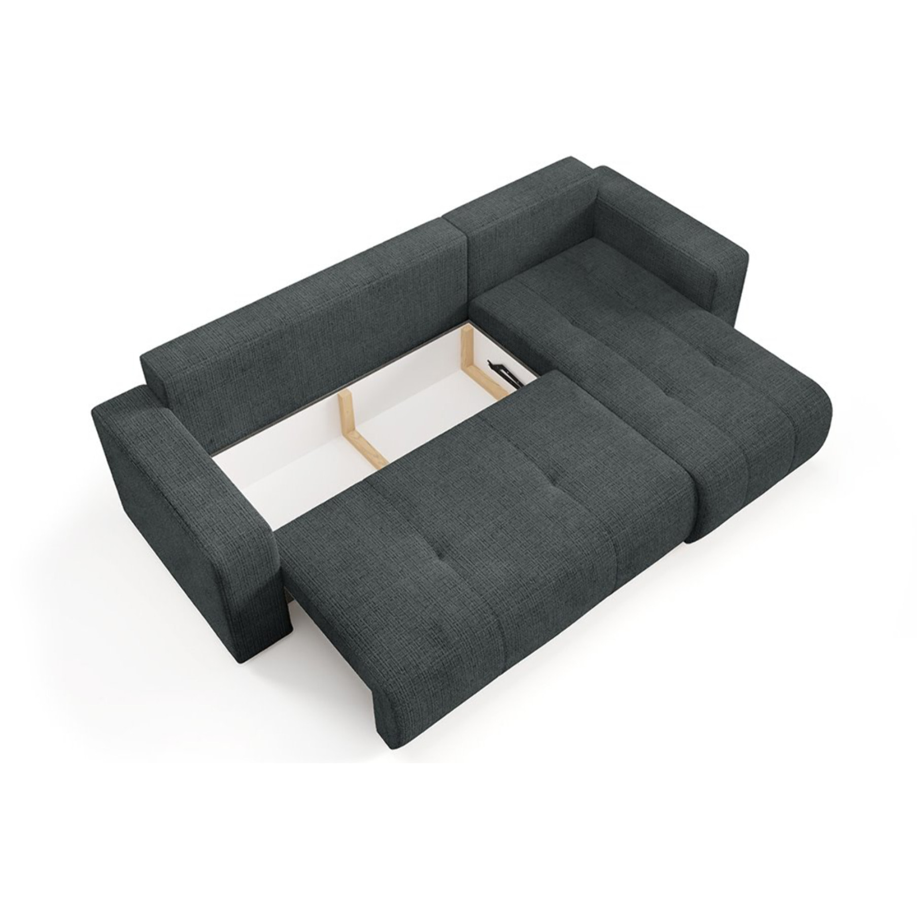 AURORE - Canapé d'angle droit 3 places en tissu texturé gris foncé