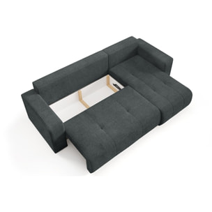 AURORE - Canapé d'angle droit 3 places en tissu texturé gris foncé