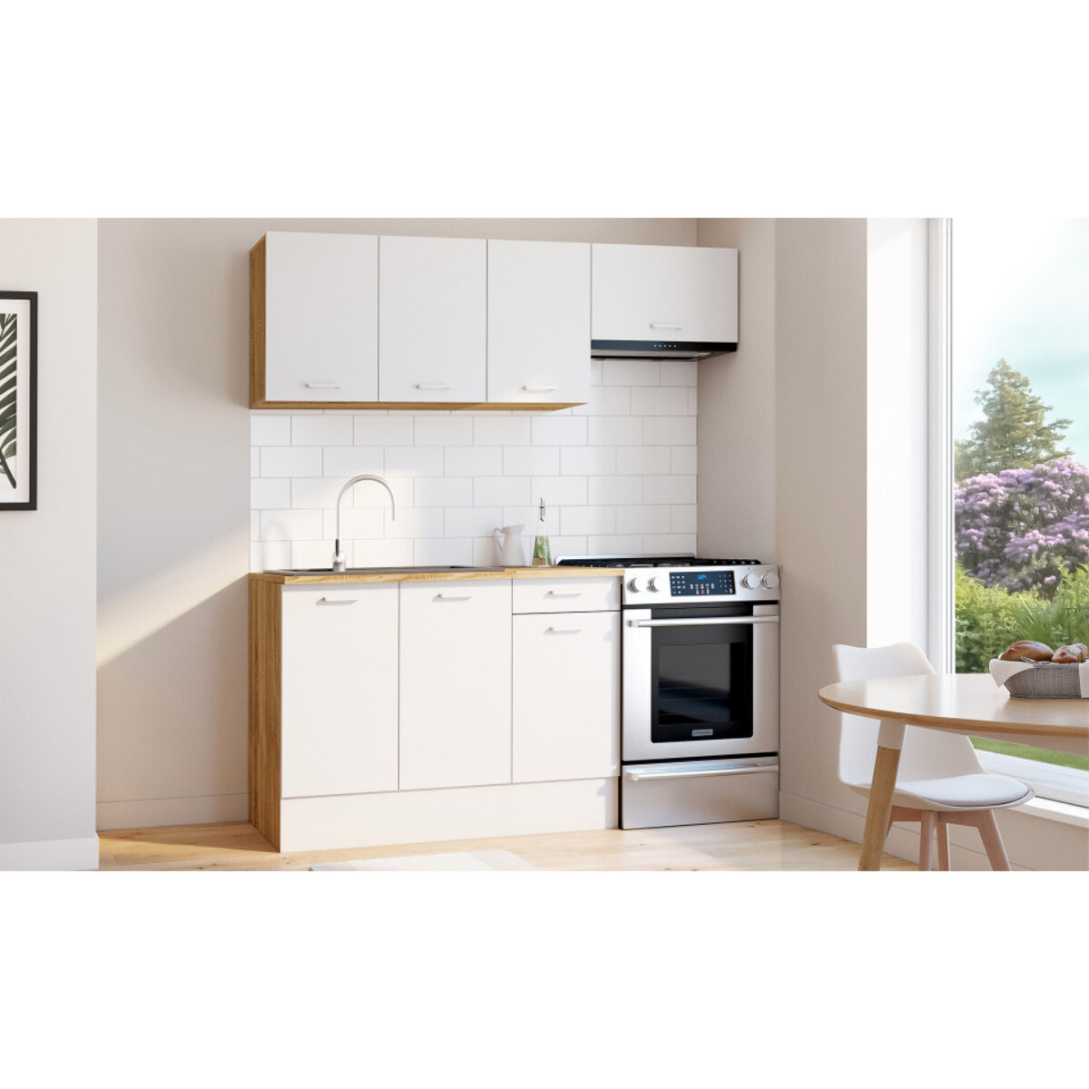 Ensemble de cuisine Allegra 180cm - Bois - Blanc