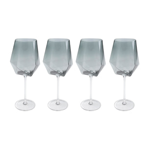 Verres à vin Diamond fumé set de 4 Kare Design