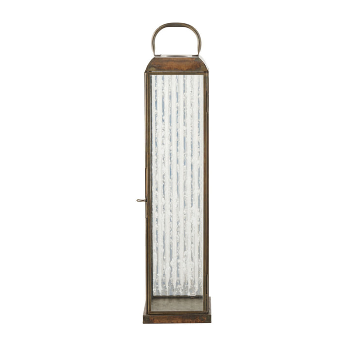 Lanterna Herslev media in vetro e metallo effetto ottone antico 12x12x49 cm