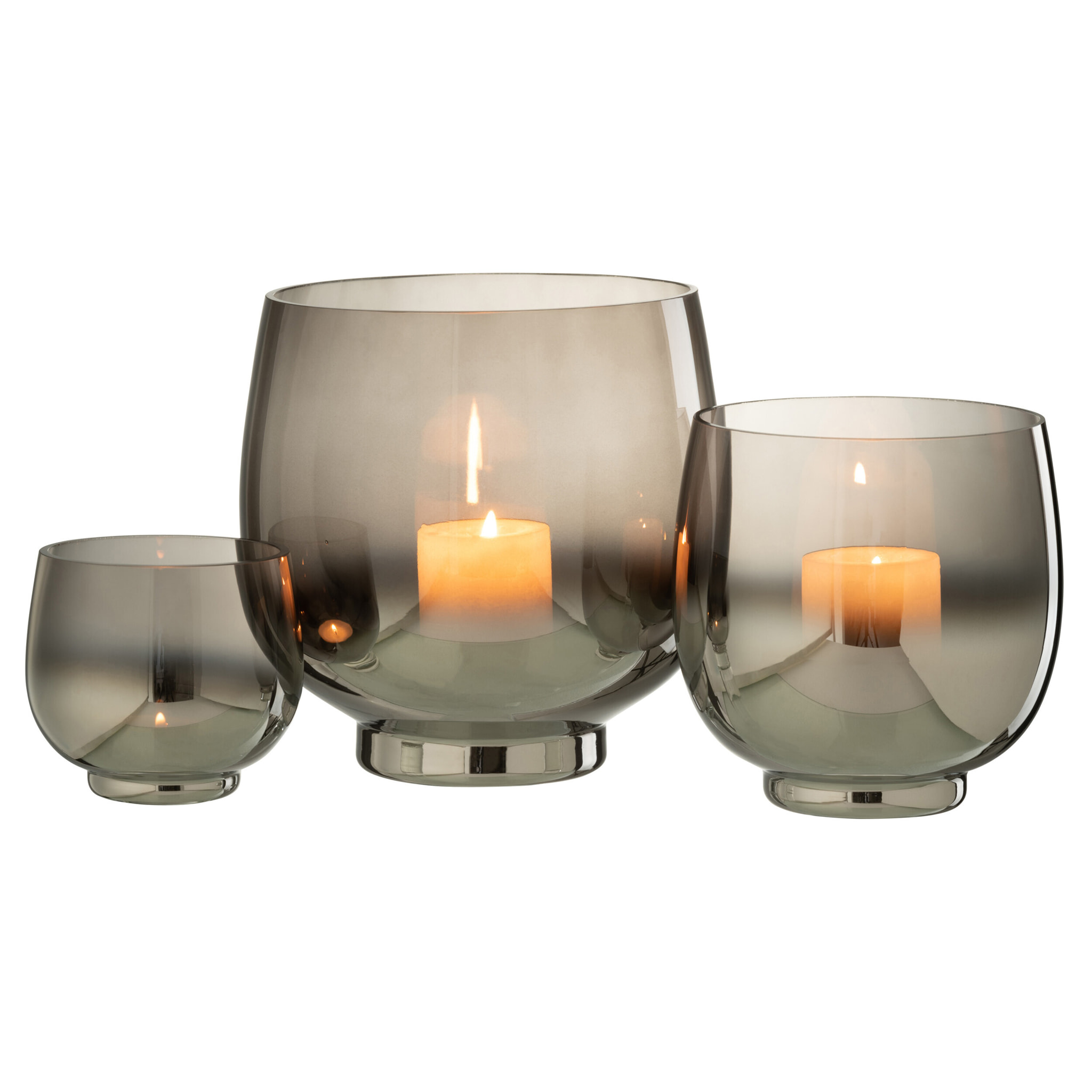 J-Line photophore Rond - verre - gris/argent - large