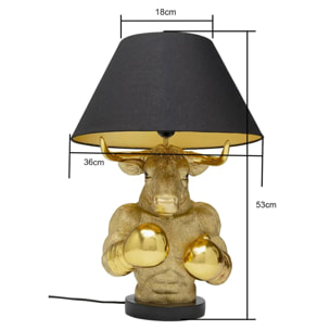 Lampe taureau boxeur doré Kare Design