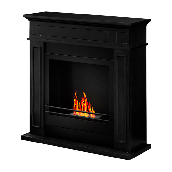 Jefferson - Camino a bioetanolo da terra in legno 89,5x28xH90,5 cm, colore nero