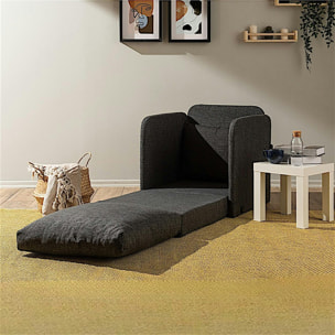 Fauteuil convertible gris foncé lin couchage 200 cm ORURO