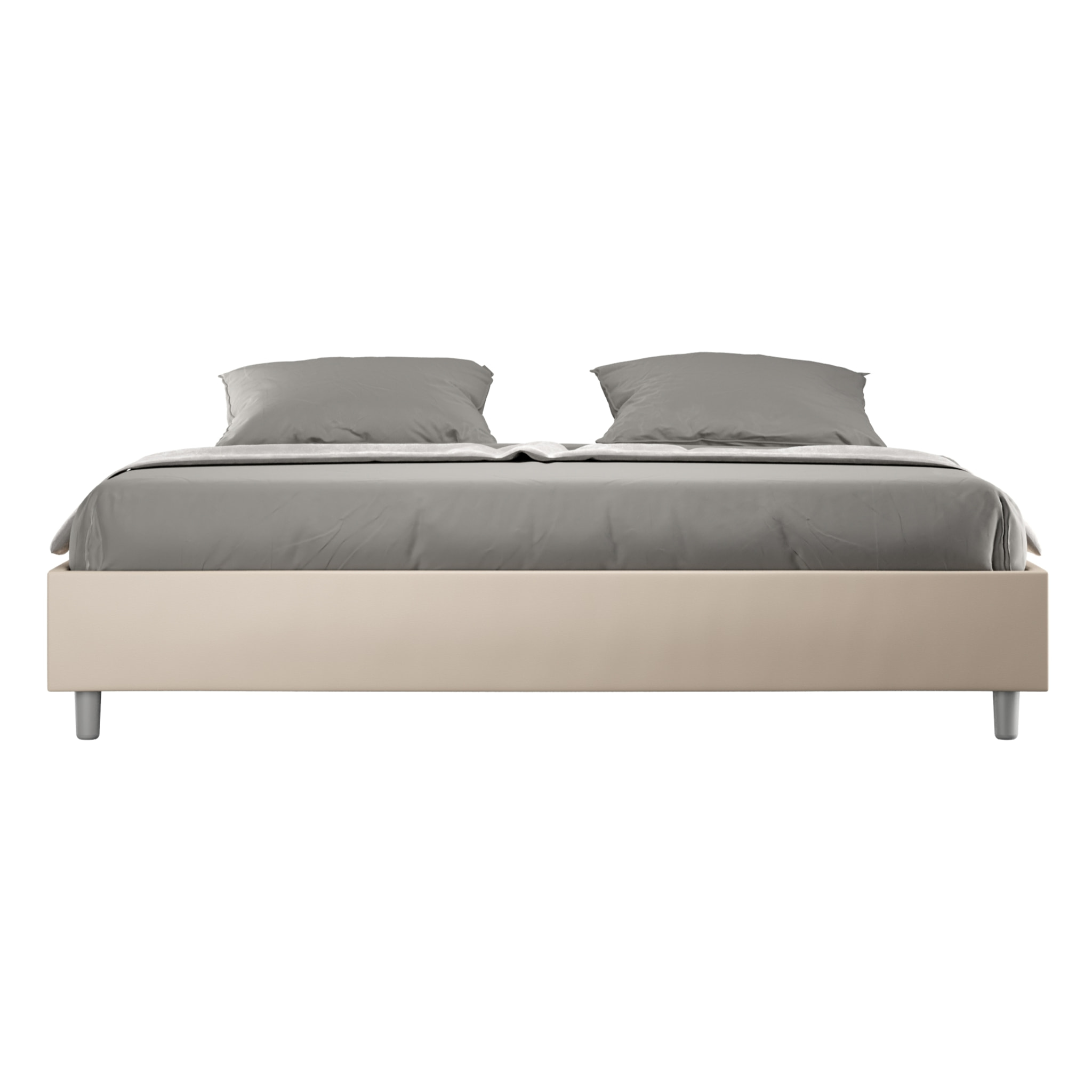 Cadre de lit king size sans sommier rembourré 200x210 similicuir taupe Azelia