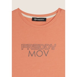 T-shirt Regular con Stampa Metallizzata