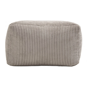 ALBANE - Pouf carré 57x57cm tissu velours côtelé gris perle