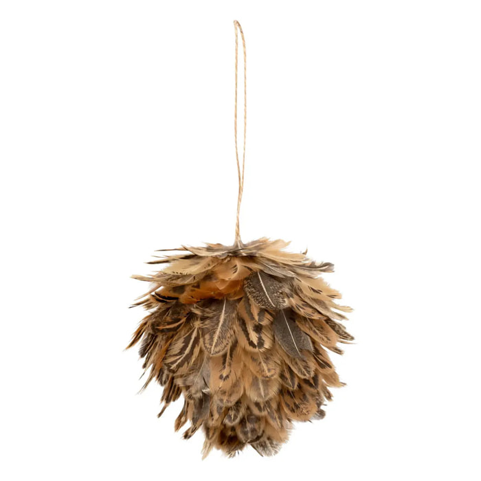 Décoration de sapin plumes marron 10cm