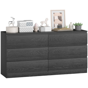 Cómoda 6 Cajones, Cómoda Dormitorio, Cajonera para Salón, Oficina, Estilo Moderno, 140x40x71 cm, Negro Veteado