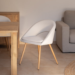 Pack 2 sillas beige de comedor con reposabrazos tapizadas