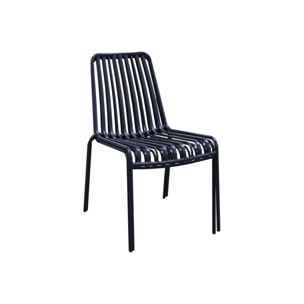 Lot de 2 chaises de jardin FLORIDA anthracite empilable en acier. L 59 x P 47.5 x H 78 cm