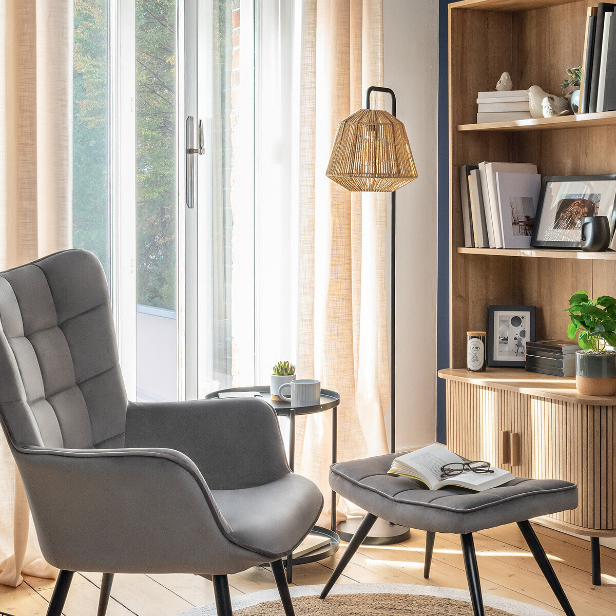 Lampadaire "Jily" beige H150cm