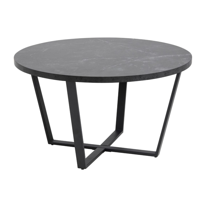 Table basse ronde effet marbre noir CAPELLA
