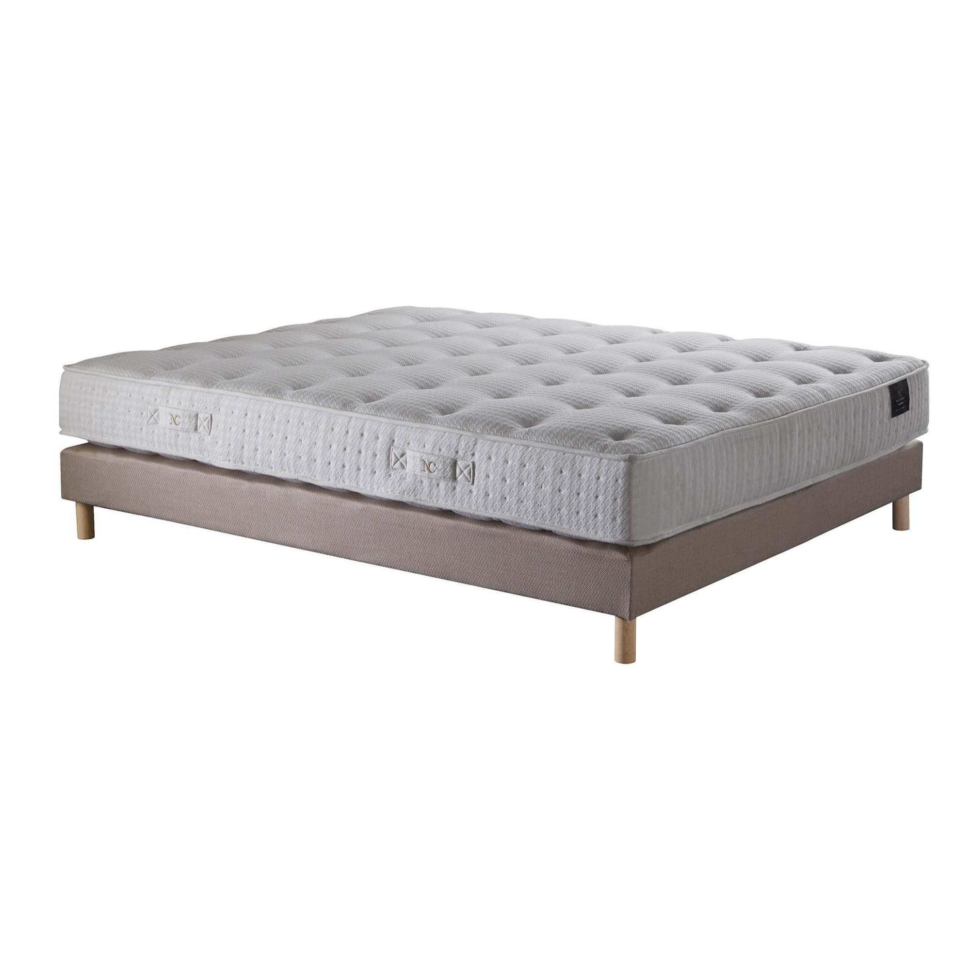 Ensemble Comète - Matelas ressorts ensachés - Sommier Rose Poudré