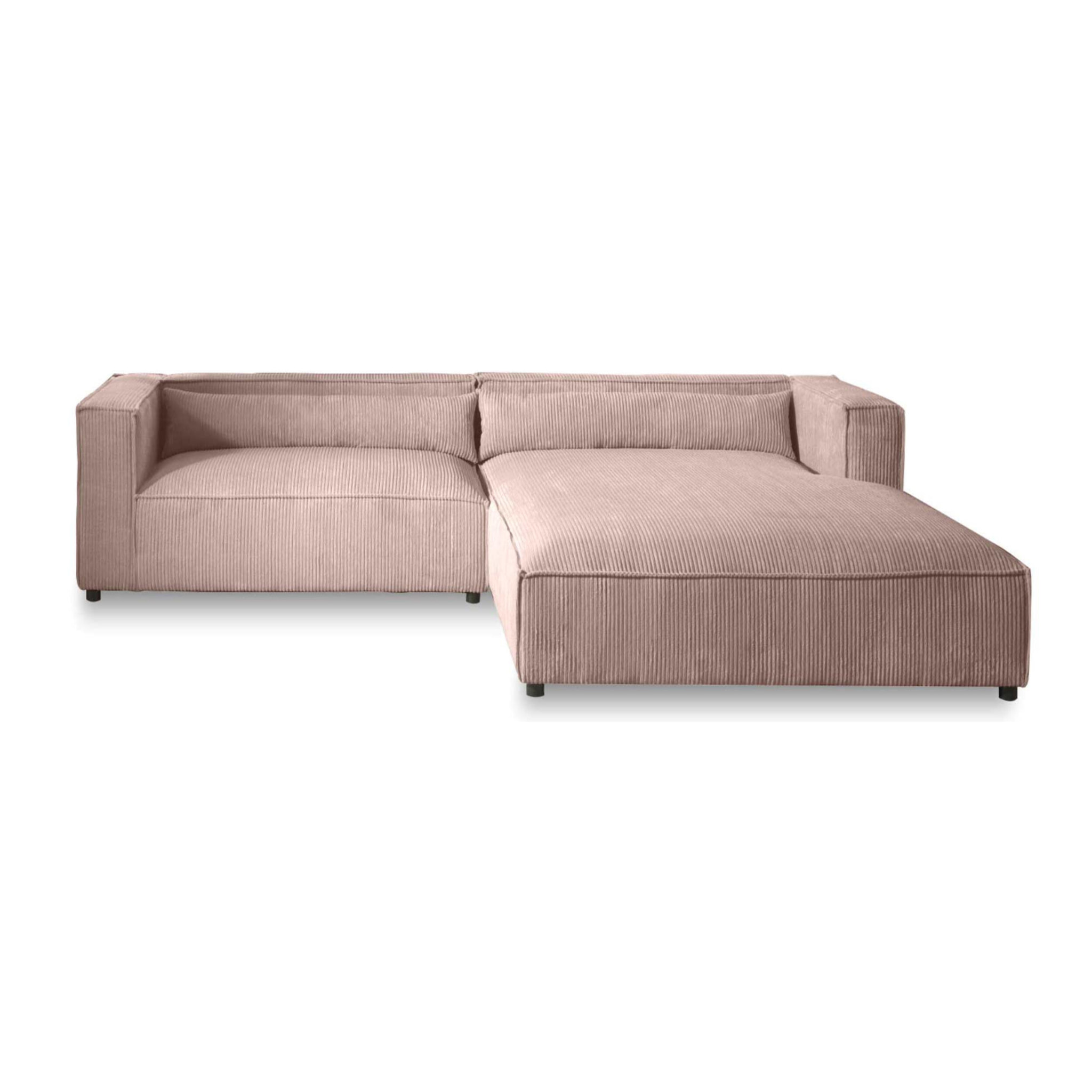 Ela - canapé d'angle droit 4 places - en velours côtelé - style contemporain - Rose