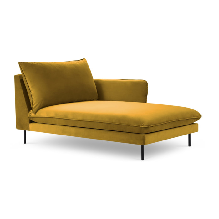 Méridienne droite "Vienna" en velours jaune