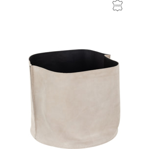 J-Line panier de rangement Rond Bas - cuir/textile - beige