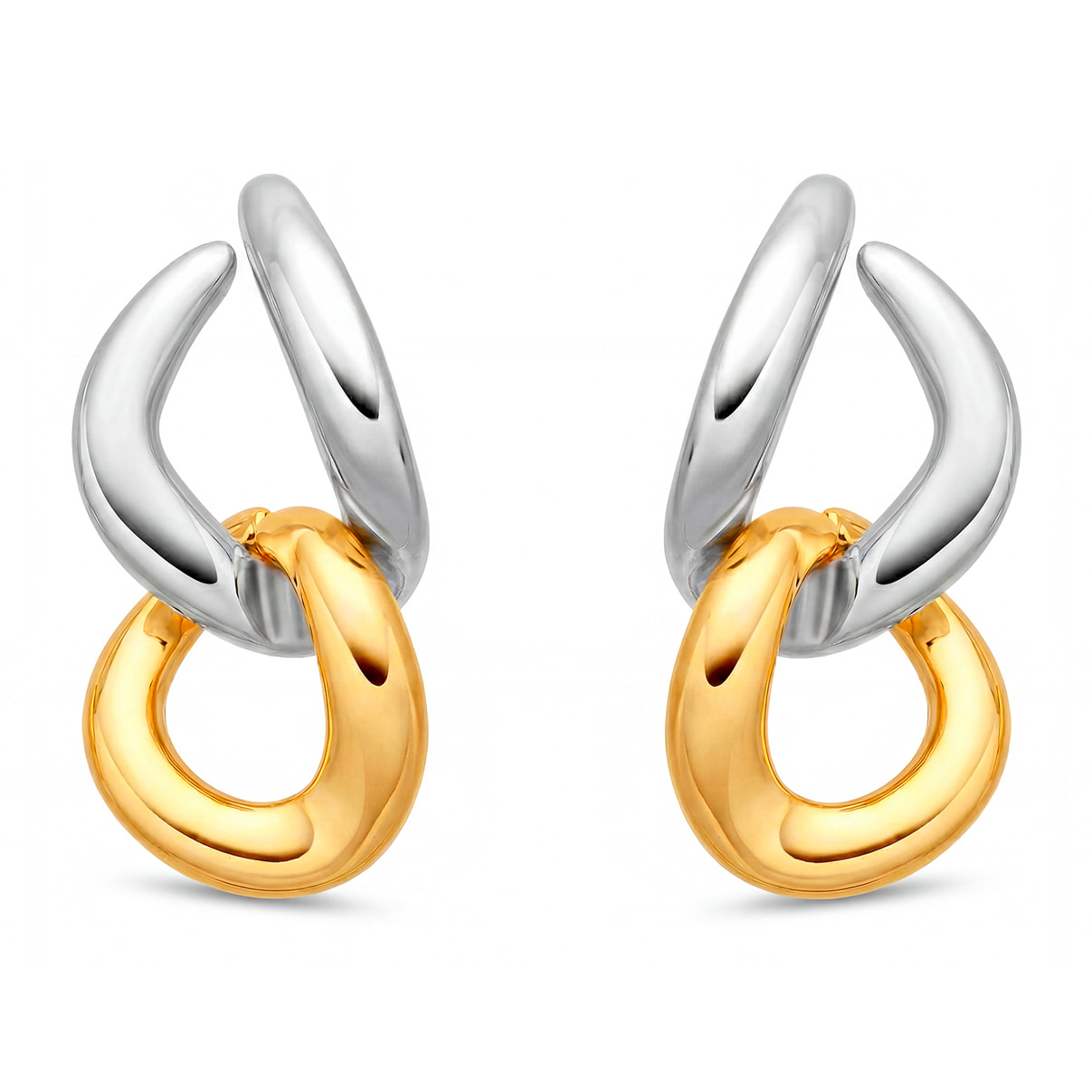 Pendientes Saga acabado plata y oro 18k
