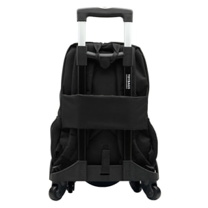 Naruto mochila Americano con compartimento portalaptop + carro con protección lateral y stoper frontal, 4 ruedas multidireccionales.