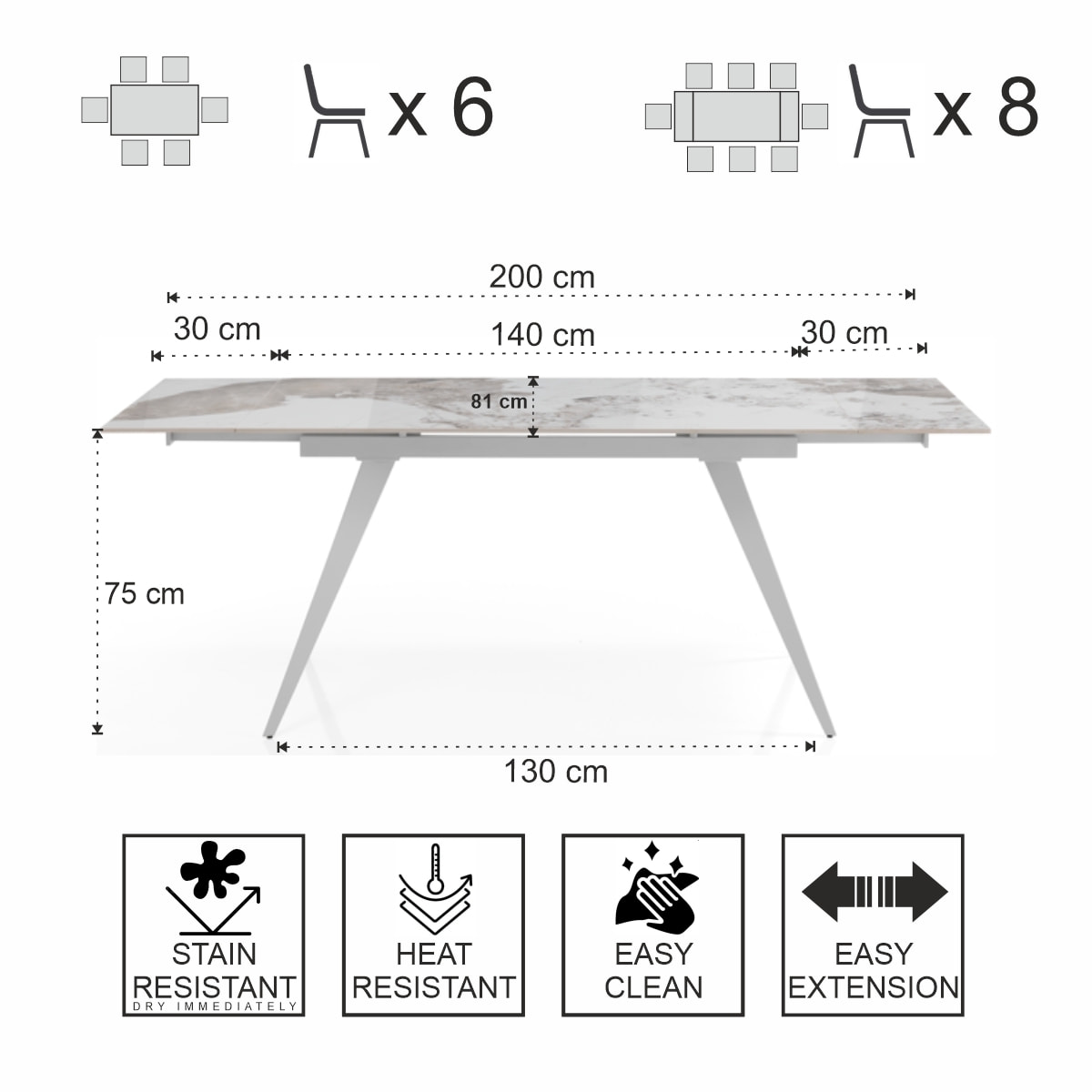 Tomasucci Table extensible MICCIU BLANC - ONICE MARBLE
