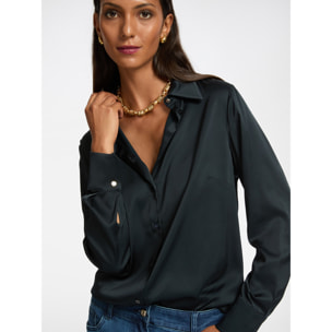 Elena Mirò - Camicia in raso stretch - Blu