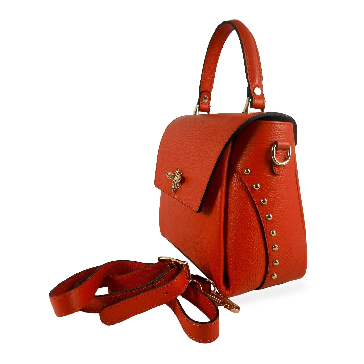 Borse Donna colore Arancio-in pelle Made in Italy 22x22x12cm