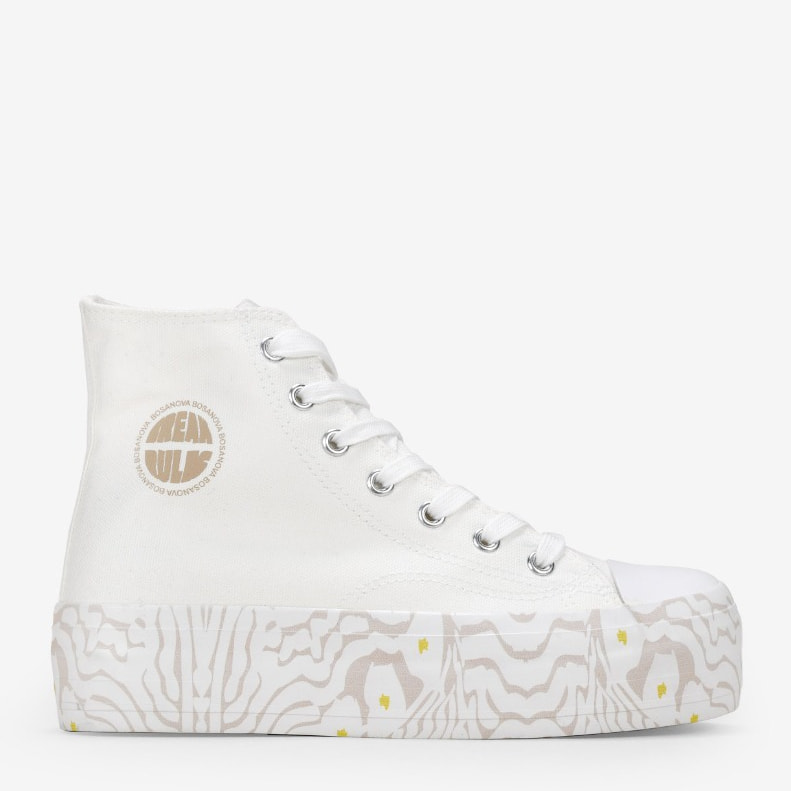 Zapatillas de tela altas blancas con plataforma