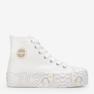 Zapatillas de tela altas blancas con plataforma