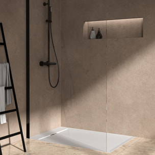 Receveur de douche antidérapant Ultra Flat S I.Life recoupable avec bonde largeur 120 x 80