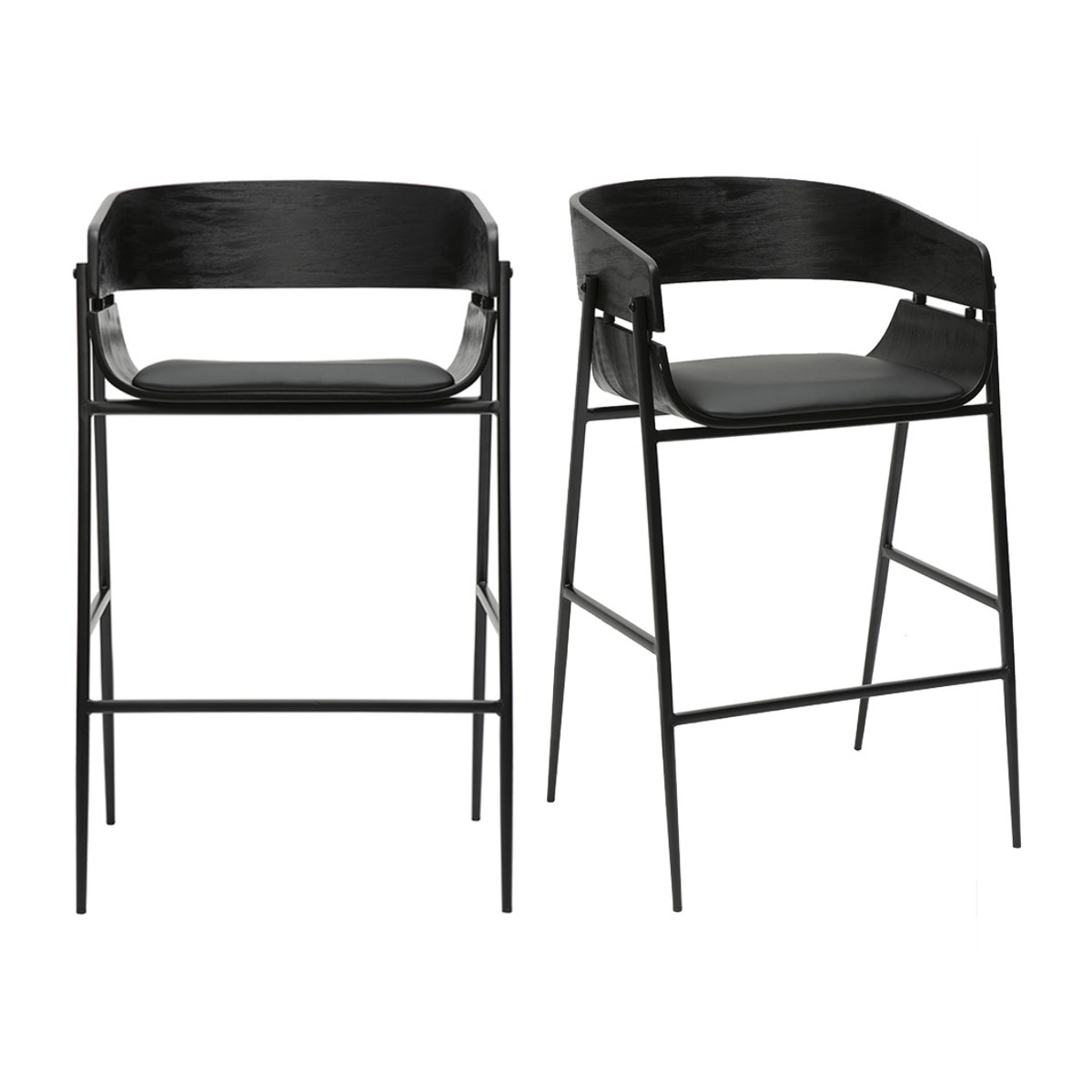 Tabourets de bar design noirs (lot de 2) WESS