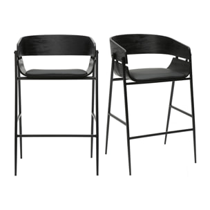Tabourets de bar design noirs (lot de 2) WESS