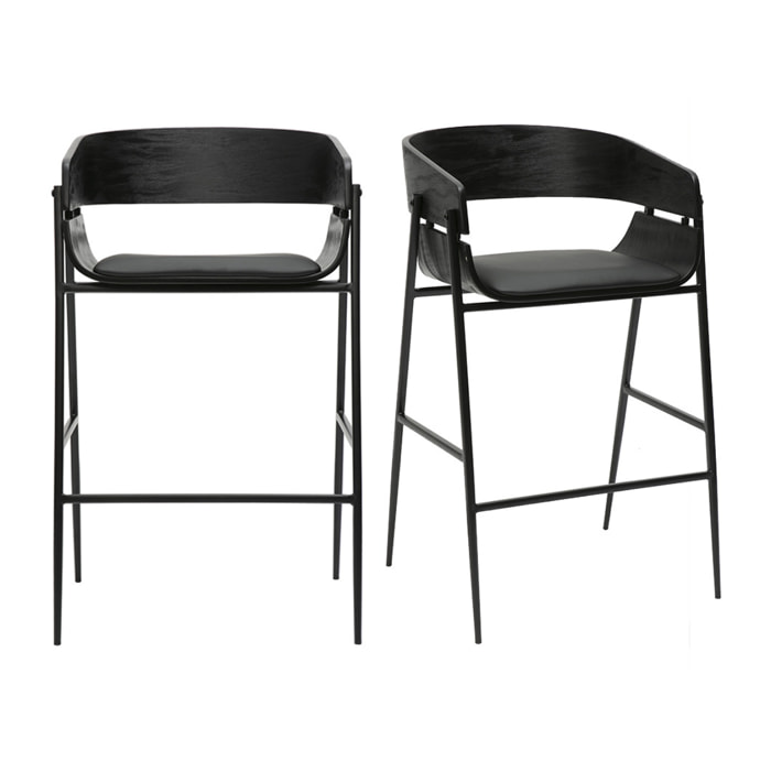 Tabourets de bar design noirs (lot de 2) WESS