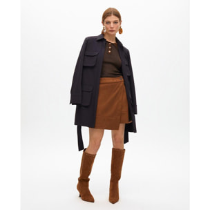 Gonna Mini in Pelle Scamosciata con Spacco