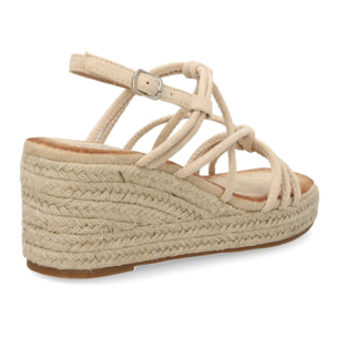 Sandalias de cuña de yute para mujer, comodas y elegantes diseño moderno con tiras cruzadas