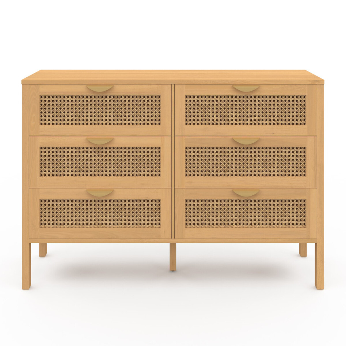 Commode Eve 6 tiroirs en cannage 115cm