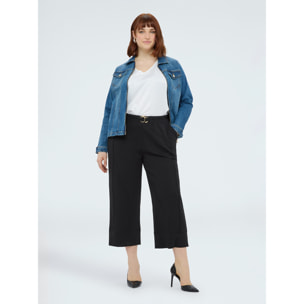 Fiorella Rubino - Pantaloni cropped in felpa con dettaglio gioiello - Nero