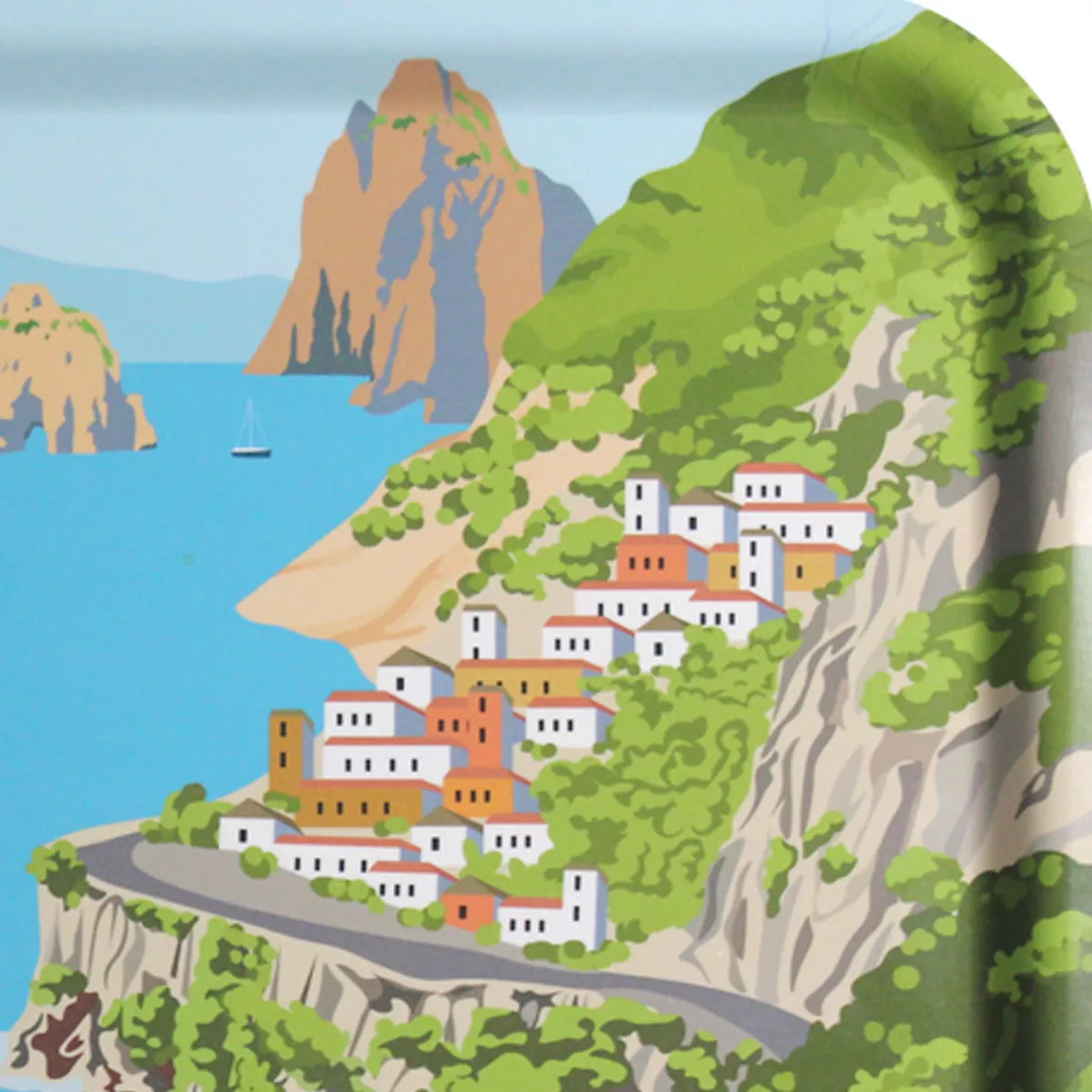 Plateau bois imprimé multicolore Capri ete