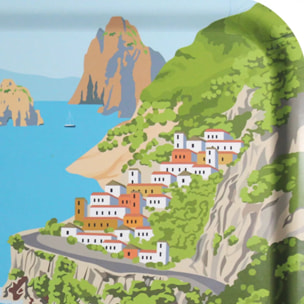 Plateau bois imprimé multicolore Capri ete