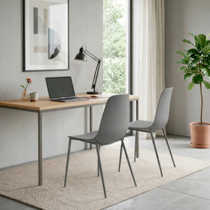 Set 4 Sedie Moderne Con Schienale Ergonomico In Polipropilene E Gambe In Metallo Cucina Sala Da Pranzo Soggiorno 87 x 53 x 49 Cm Grigio Scuro