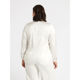 Fiorella Rubino - Camicia con spacco davanti e colletto ricamato - Bianco