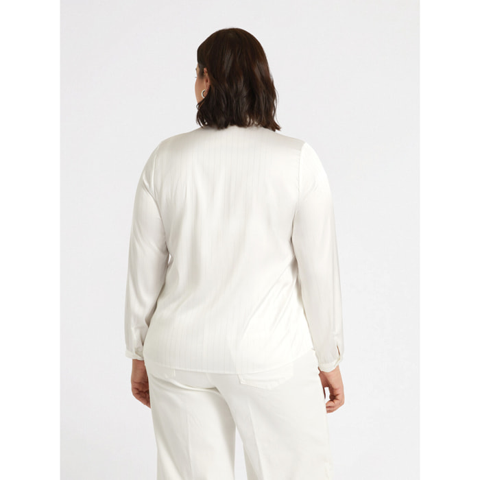 Fiorella Rubino - Camicia con spacco davanti e colletto ricamato - Bianco