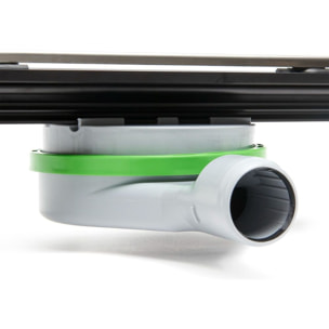 Caniveau douche plein pied à l'italienne, acier inoxydable satiné, pieds de réglage, siphon de sol compris