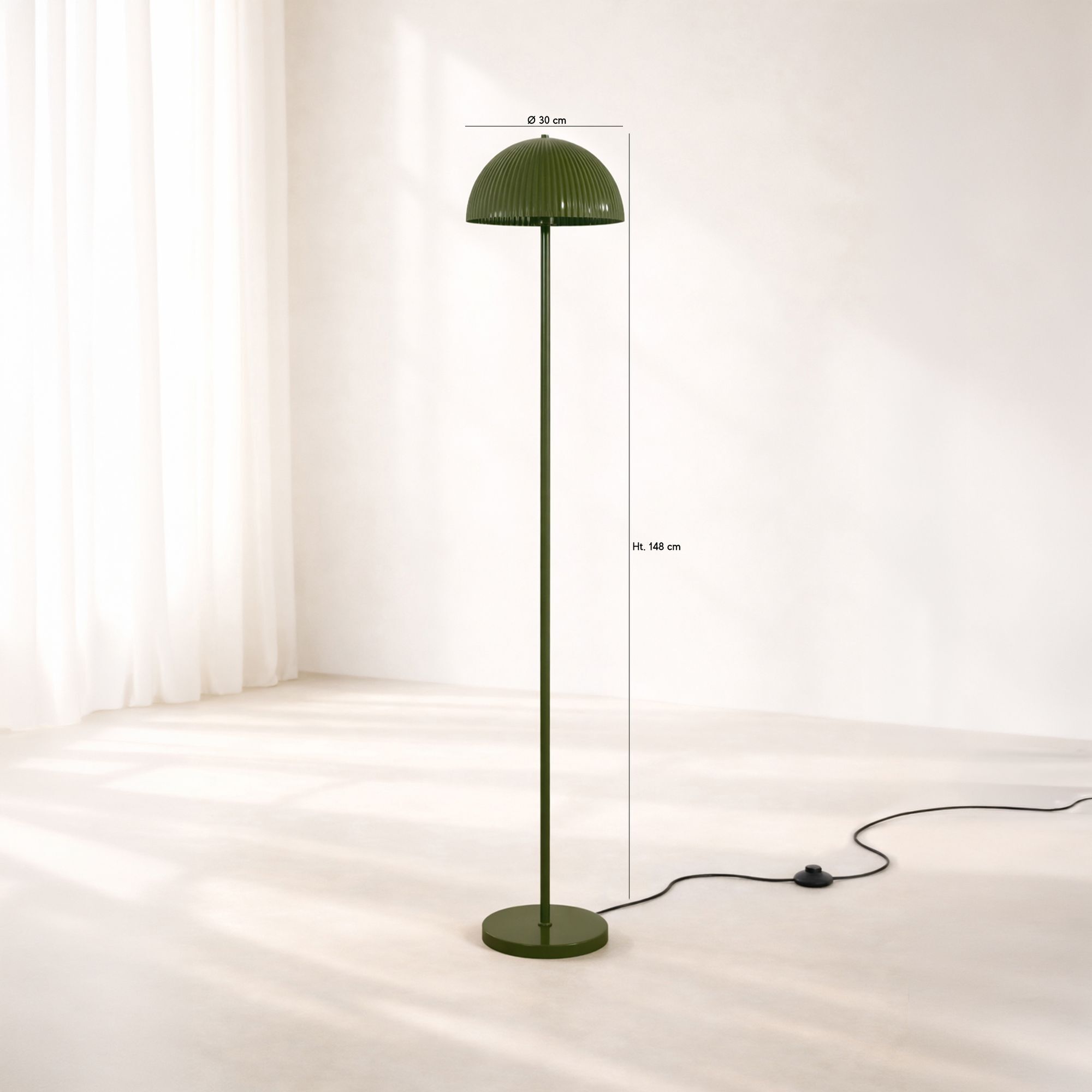 Lampadaire en métal strié olive THALIA