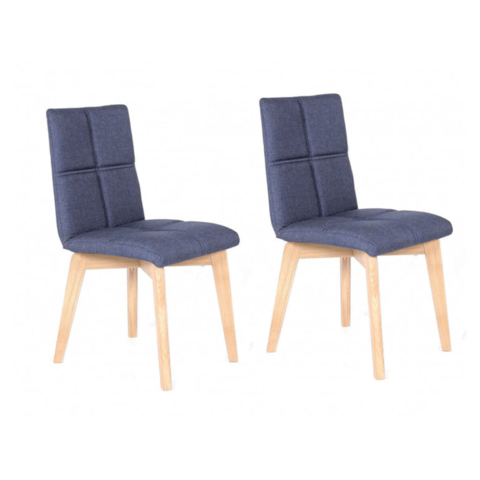 Lot de 2 chaises en tissu et capitonné design scandinave - MANON